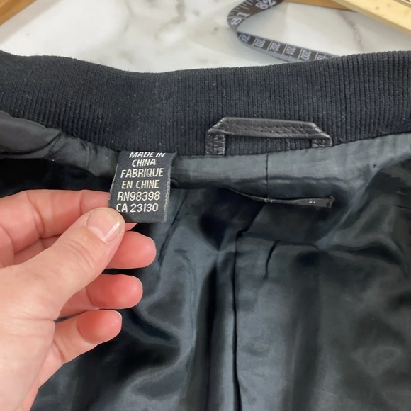 Teenflo Jacket Womens 10 Black Quilted Zip Up Winter Faux Leather Moto Mock Neck - Picture 11 of 13